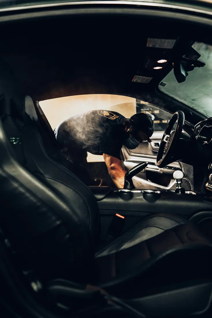 Car detailing close-up